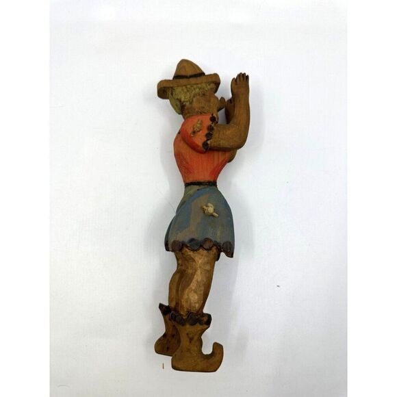 Vintage Girl Puppet Hand Carved And Painted Wooden Toy 7 Inches Sitting Size - Picture 5 of 11